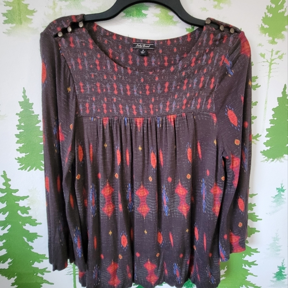 Lucky Brand Print 3/4 Sleeve Top.